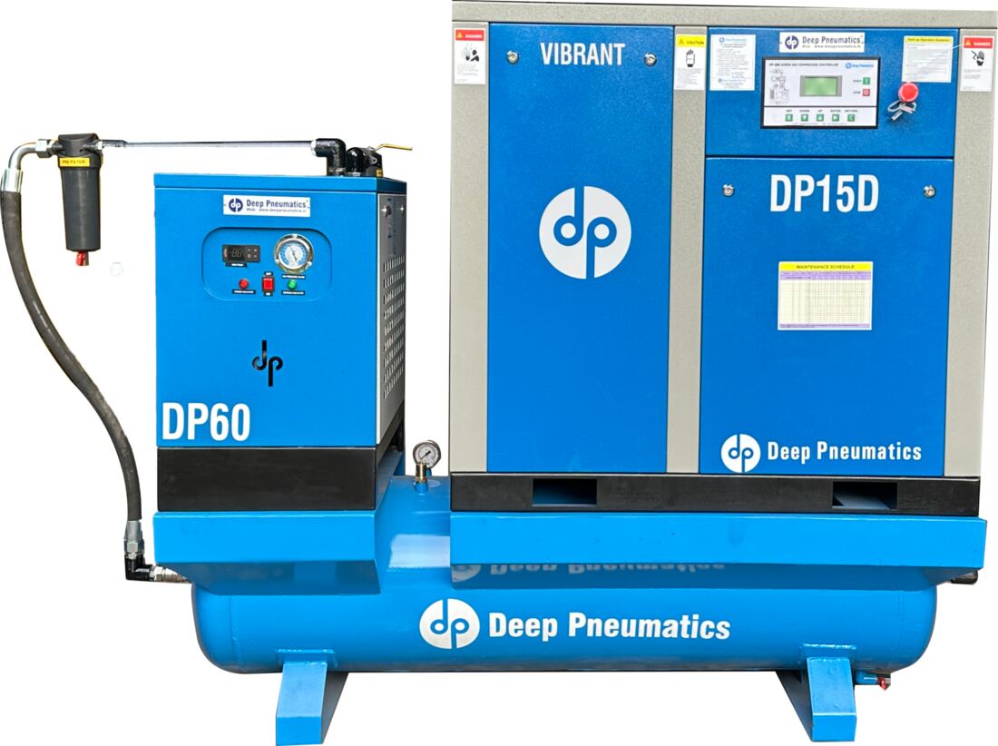 Tank Mounted Screw Air Compressor Package with Dryer & Filters - View 1